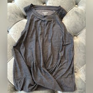 Old Navy Breathe ON Twist-Hem Cropped Tank Top Heather Dark Gray XS